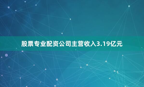 股票专业配资公司主营收入3.19亿元