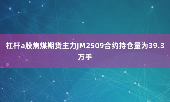 杠杆a股焦煤期货主力JM2509合约持仓量为39.3万手